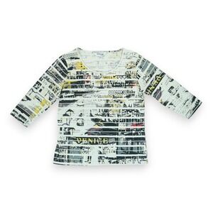 High Fifth Womens Medium Top Venice Print Studding Detail Rhinestones 3/4 Sleeve